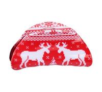 SkyPOOU Pinza para el pelo con temática navideña, pinzas para el pelo, diseño de reno, horquilla de sujeción fuerte para niñas, color rojo y blanco, aproximadamente 8,5 cm