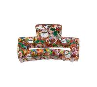 SkyPOOU Pinza para el pelo con temática navideña, pinzas para el pelo, diseño de reno, horquilla de sujeción fuerte para niñas, color marrón, aproximadamente 8,1 x 4,3 cm