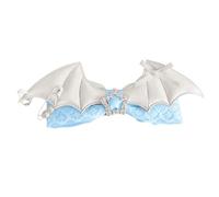 SkyPOOU Pinza para el pelo para cosplay, diseño de alas de murciélago, lazos de encaje, para fiesta, anime, horquilla, para Halloween, color blanco, aprox. 10 cm