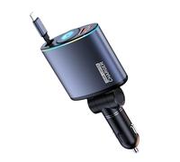 SkyPOOU Quick Charges - Adaptador de carga automotriz de 66 W con ranura USB y cable retráctil tipo C, adecuado para cargador de coche USB sobre la marcha