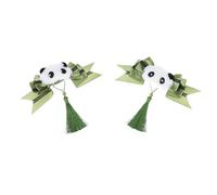 SkyPOOU Retro Styles - Pinzas para el pelo con lazos de panda para mujeres y adolescentes, elegantes accesorios para el cabello para uso diario y eventos temáticos, color verde
