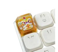 SkyPOOU Tecla artística translúcida con adorno tradicional de danza del dragón para teclados mecánicos, tecla epoxi