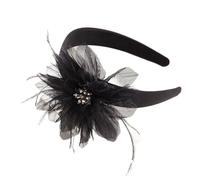 SkyPOOU Tocado con cuentas estilo flapper de los años 20, para eventos especiales, bodas, compromisos, noche, peinado, color negro, circo, aprox. 55-60 cm