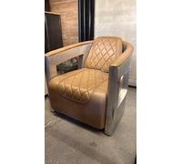 SKYPOS POINT OF SALE SYSTEMS - Sillón aviador de piel, estilo vintage aviación, uso interior, asiento salón, cuero, Castanha, profundidad 80 cm, altura 75 cm