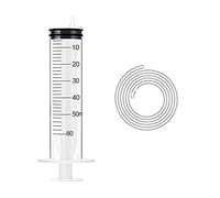 SKYPRO 1 paquete de jeringa de plástico Luer Lock de 50 ml con tubo, jeringa de punta de catéter, jeringa industrial de jardín, dispensación de múltiples usos para laboratorios científicos, recarga