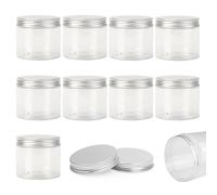 SKYPRO 10 unidades de botellas de PET transparentes vacías con tapa de aluminio de rosca de 50 ml, mini contenedores recargables de plástico para aceites esenciales, polvos, cremas, ungüentos