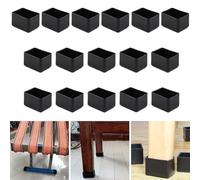 SKYPRO Lot de 16 protecciones rectangulares de silicona para patas de silla, 30 x 40 mm, negro, resistente al desgaste, antiruido y antiarañazos para suelos de madera dura y baldosas