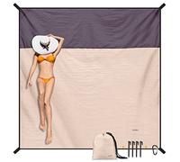 SKYREH Manta de Playa, Esterilla Playa Grande Impermeable a Prueba de Arena 220x210 cm Alfombras de Playa Ligera y Portátil, Duradera, Manta de Nylon para Exteriores Viajes Senderismo, Champán Oro