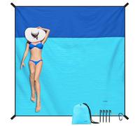 SKYREH Manta de Playa, Esterilla Playa Grande Impermeable a Prueba de Arena 220x210 cm Alfombras de Playa Ligera y Portátil, Duradera, Manta de Nylon para Exteriores Viajes Senderismo, Azúl