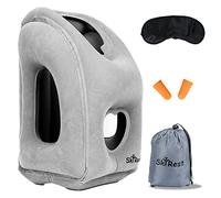 Skyrest Almohada Inflable de Viaje, Almohada de avión para Apoyo del Cuello en vuelos Largos, autobuses, Coches, Oficina y Trenes, Viene con máscara para los Ojos, Tapones para los oídos y Bolsa