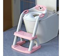 SKYROKU Asiento de entrenamiento para ir al baño 2 en 1 con base estabilizada en forma de sector, con protector contra salpicaduras, almohadilla antideslizante y taburete (rosa)