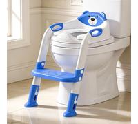 Skyroku - Asiento infantil para inodoro con escaleras con almohadillas antideslizantes (azul marino)