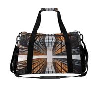 Skyscraper Looking Up at Sky Bag, correas de hombro ajustables, cremalleras dobles, bolsa de mano con gran capacidad y multifunción, bolsa de viaje para mujer, viajes, gimnasio, fin de semana.