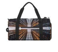 Skyscraper Looking Up at Sky - Bolsa de gimnasio ligera, bolsa de viaje con compartimento para zapatos, bolsa de gimnasio para mujer para pasar la noche, fin de semana, yoga, gimnasio, viajes de