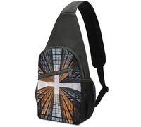 Skyscraper Looking Up at Sky Sling Bag Daypack, bolsos cruzados para mujeres y hombres, riñonera para correr, viajar y entrenar todos los días