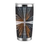 Skyscraper Looking Up at SkyPortable - Taza de viaje para coche, cabe en el portavasos del coche, taza de viaje de café de 20 onzas, taza de viaje reutilizable a prueba de fugas, regalo para mujeres y
