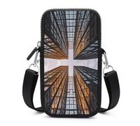 Skyscraper Mirando hacia arriba en el cielo bolsa cruzada ajustable, bolsa de teléfono con correa de hombro desmontable, cartera para viajes diarios, se puede llevar cruzado o sobre el hombro.