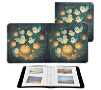 SKYSHU Álbum de fotos de piel sintética con diseño de calabaza de Halloween, grande, impermeable, 3 anillos, álbum de recortes con 40 páginas en blanco desmontables para recuerdos familiares, bodas,