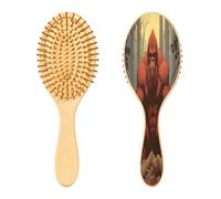 SKYSHU Angry Gorilla - Cepillo de madera natural con cómodas cerdas de madera, cepillo ovalado para desenredar y peinar para mujeres, hombres y niños, todo tipo de cabello (cabello seco y dañado)