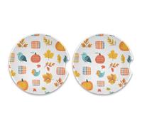 SKYSHU Autumn Elements - Juego de 2 posavasos redondos para automóvil, para bebidas, de cerámica, absorbente, con base de corcho y agarre para la punta de los dedos para una fácil limpieza en