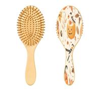SKYSHU Autumn Harvest - Cepillo de pelo de madera natural con cómodas cerdas de madera, cepillo ovalado para desenredar y peinar para mujeres, hombres y niños, todo tipo de cabello (cabello seco y