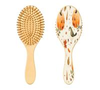 SKYSHU Autumn Harvest - Cepillo de pelo de madera natural con cómodas cerdas de madera, cepillo ovalado para desenredar y peinar para mujeres, hombres y niños, todo tipo de cabello (cabello seco y