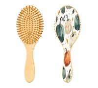 SKYSHU Autumn Harvest - Cepillo de pelo de madera natural con cómodas cerdas de madera, cepillo ovalado para desenredar y peinar para mujeres, hombres y niños, todo tipo de cabello (cabello seco y