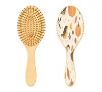 SKYSHU Autumn Harvest - Cepillo de pelo de madera natural con cómodas cerdas de madera, cepillo ovalado para desenredar y peinar para mujeres, hombres y niños, todo tipo de cabello (cabello seco y