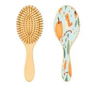 SKYSHU Autumn Harvest - Cepillo de pelo de madera natural con cómodas cerdas de madera, cepillo ovalado para desenredar y peinar para mujeres, hombres y niños, todo tipo de cabello (cabello seco y