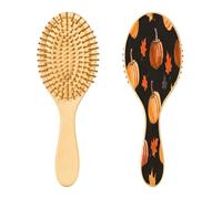 SKYSHU Autumn Harvest - Cepillo de pelo de madera natural con cómodas cerdas de madera, cepillo ovalado para desenredar y peinar para mujeres, hombres y niños, todo tipo de cabello (cabello seco y
