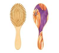 SKYSHU Autumn Harvest - Cepillo de pelo de madera natural con cómodas cerdas de madera, cepillo ovalado para desenredar y peinar para mujeres, hombres y niños, todo tipo de cabello (cabello seco y