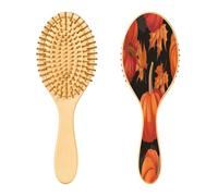 SKYSHU Autumn Harvest - Cepillo de pelo de madera natural con cómodas cerdas de madera, cepillo ovalado para desenredar y peinar para mujeres, hombres y niños, todo tipo de cabello (cabello seco y