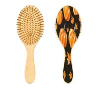 SKYSHU Autumn Harvest - Cepillo de pelo de madera natural con cómodas cerdas de madera, cepillo ovalado para desenredar y peinar para mujeres, hombres y niños, todo tipo de cabello (cabello seco y