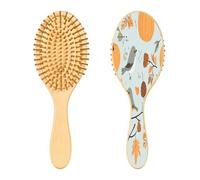 SKYSHU Autumn Harvest - Cepillo de pelo de madera natural con cómodas cerdas de madera, cepillo ovalado para desenredar y peinar para mujeres, hombres y niños, todo tipo de cabello (cabello seco y