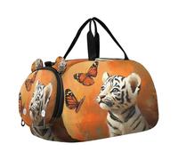 SKYSHU Baby Tiger - Bolsa grande impermeable para fin de semana, correa de hombro desmontable, bolsa de gimnasio con compartimento para zapatos y bolsillo húmedo
