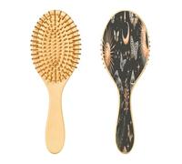 SKYSHU Boho Sun Moon - Cepillo de madera natural con cómodas cerdas de madera, cepillo ovalado para desenredar y peinar para mujeres, hombres y niños, todo tipo de cabello (cabello seco y dañado)