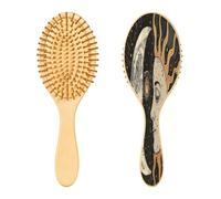SKYSHU Boho Sun Moon - Cepillo de madera natural con cómodas cerdas de madera, cepillo ovalado para desenredar y peinar para mujeres, hombres y niños, todo tipo de cabello (cabello seco y dañado)