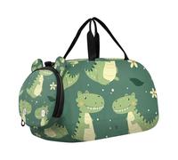 SKYSHU Bolsa grande impermeable de cocodrilo para fin de semana, correa de hombro desmontable, bolsa de gimnasio con compartimento para zapatos y bolsillo húmedo