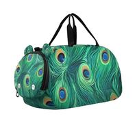 SKYSHU Bolsa grande impermeable de plumas de pavo real, con correa de hombro desmontable, compartimento para zapatos y bolsillo húmedo