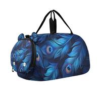 SKYSHU Bolsa grande impermeable de plumas de pavo real, con correa de hombro desmontable, compartimento para zapatos y bolsillo húmedo