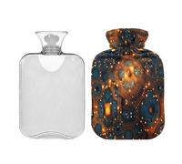 SKYSHU Botella de agua caliente con textura, bolsa de agua caliente transparente a prueba de fugas de 2 L, lavable, resistente al calor, con funda de felpa suave para calambres menstruales, alivio del