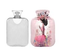 SKYSHU Butterfly Fairy - Botella de agua caliente transparente a prueba de fugas de 1 litro, lavable, resistente al calor, con funda de felpa suave para calambres menstruales, alivio del dolor de