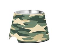 SKYSHU Camo Star - Cuencos elevados para perros, prevención de la enfermedad de las vértebras, soporte elevado para perros y gatos con cuencos extraíbles de acero inoxidable, antideslizante a prueba