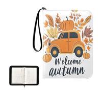 SKYSHU Carpeta portátil de 4 bolsillos con diseño de calabaza otoñal para tarjetas de intercambio, álbum para 400 tarjetas con 50 fundas extraíbles, carpeta impermeable con cremallera para colección