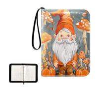 SKYSHU Carpeta portátil de 4 bolsillos con diseño de gnomo de calabaza otoñal, álbum para tarjetas para 400 tarjetas con 50 fundas extraíbles, carpeta impermeable con cremallera para colección de