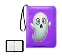 SKYSHU Carpeta portátil de 4 bolsillos para tarjetas coleccionables de fantasmas de Halloween, álbum para tarjetas de 400 tarjetas con 50 fundas extraíbles, carpeta impermeable con cremallera para