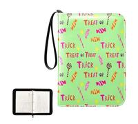 SKYSHU Carpeta portátil de 4 bolsillos para tarjetas coleccionables de Halloween, con soporte para tarjetas, se adapta a 400 tarjetas con 50 fundas extraíbles, carpeta impermeable con cremallera para
