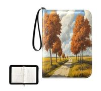 SKYSHU Carpeta portátil de 4 bolsillos para tarjetas coleccionables de paisaje otoñal, álbum para 400 tarjetas con 50 fundas extraíbles, carpeta impermeable con cremallera para colección de tarjetas