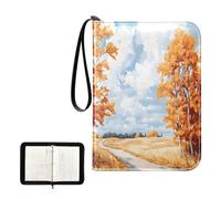 SKYSHU Carpeta portátil de 4 bolsillos para tarjetas coleccionables de paisaje otoñal, álbum para 400 tarjetas con 50 fundas extraíbles, carpeta impermeable con cremallera para colección de tarjetas