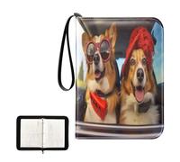 SKYSHU Carpeta portátil de 4 bolsillos para tarjetas de intercambio de dos perros de conducción, álbum para tarjetas de 400 tarjetas con 50 fundas extraíbles, carpeta impermeable con cremallera para